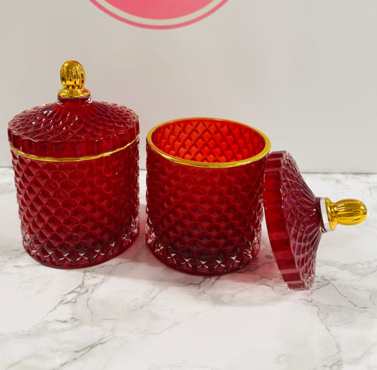 Red Glass Lidded Candle